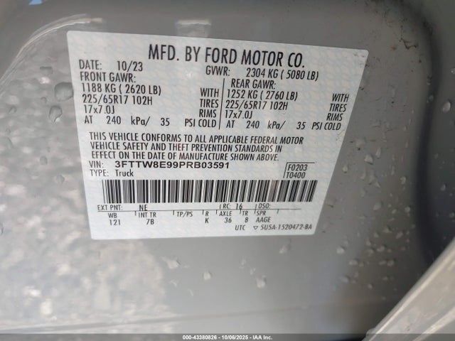 Aukcja sprzedaży 2023 Ford Maverick Xlt, vin: 3FTTW8E99PRB03591, numer aukcji: 43380826
