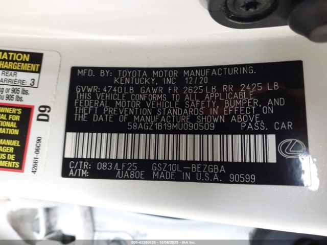 2021 LEXUS ES 350 58AGZ1B19MU090509 Photo 8