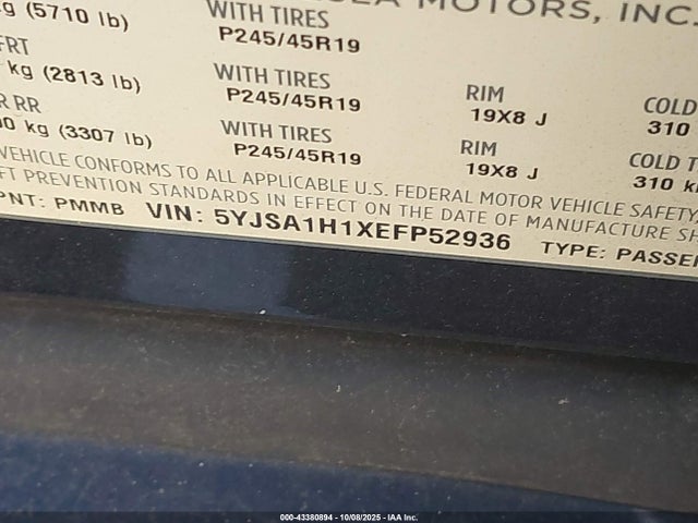 2014 TESLA MODEL S 5YJSA1H1XEFP52936 Photo 8