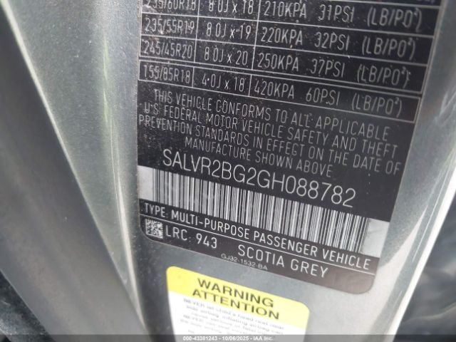 2016 LAND ROVER RANGE ROVER EVOQUE SALVR2BG2GH088782 Photo 8