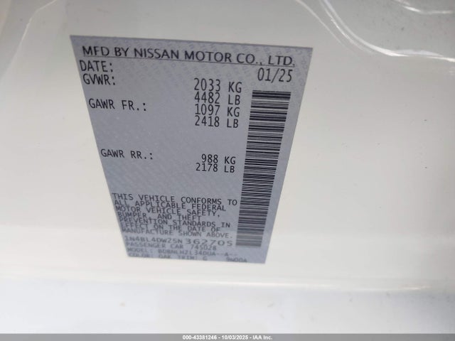 1N4BL4DW2SN362705 Nissan 2025