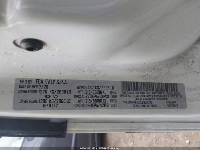 2020 RAM PROMASTER CITY ZFBHRFABXL6S37370 Photo 8