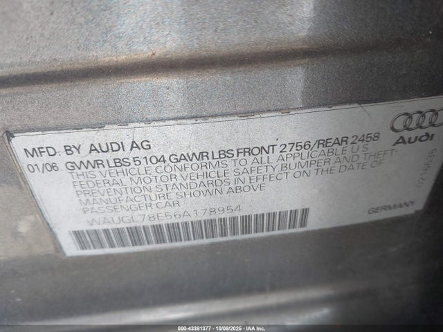 2006 AUDI S4 WAUGL78E56A178954 Photo 8