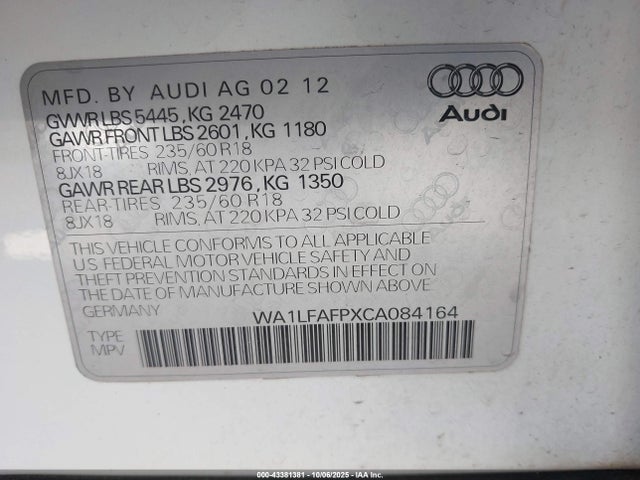 2012 AUDI Q5 WA1LFAFPXCA084164 Photo 8