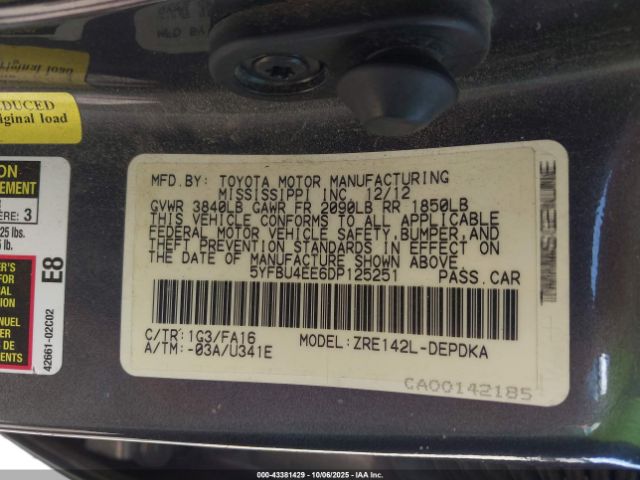 2013 TOYOTA COROLLA 5YFBU4EE6DP125251 Photo 8