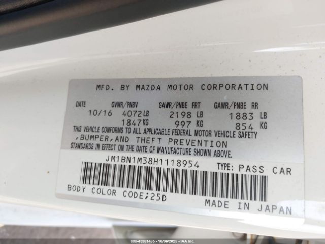 2017 MAZDA MAZDA3 JM1BN1M38H1118954 Photo 8