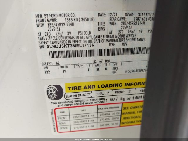 2021 LINCOLN NAVIGATOR 5LMJJ3KT3MEL17136 Photo 8