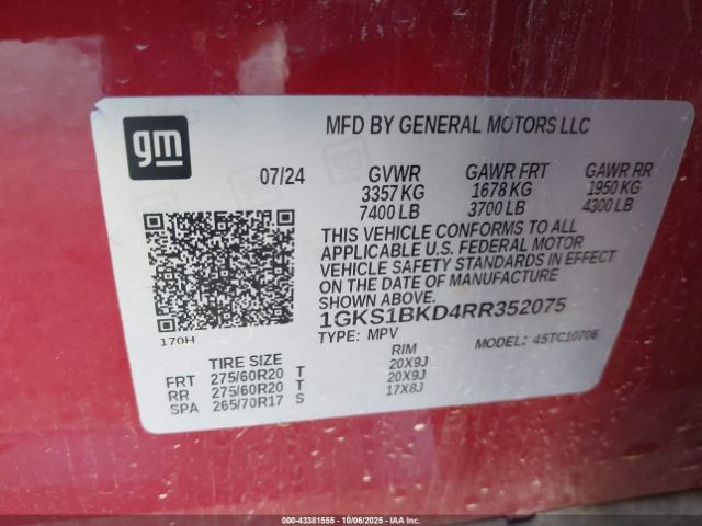 2024 GMC YUKON 1GKS1BKD4RR352075 Photo 8