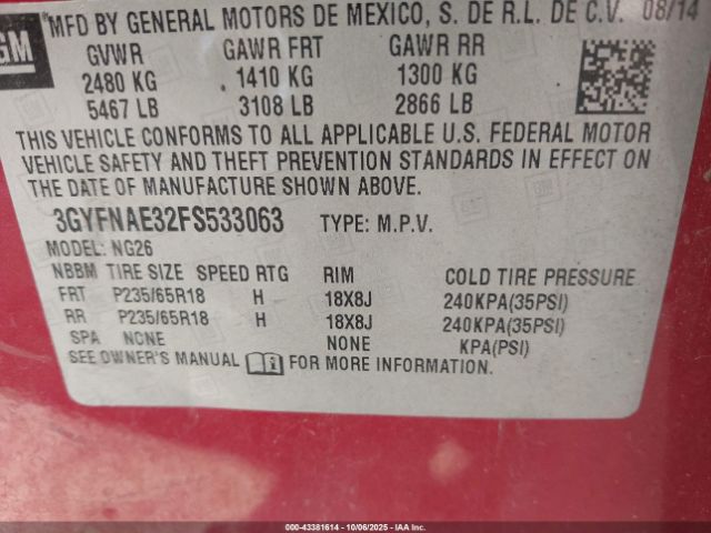 2015 CADILLAC SRX 3GYFNAE32FS533063 Photo 8