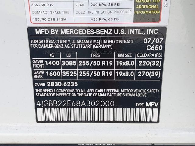 2008 MERCEDES-BENZ ML 320 CDI 4JGBB22E68A302000 Photo 8