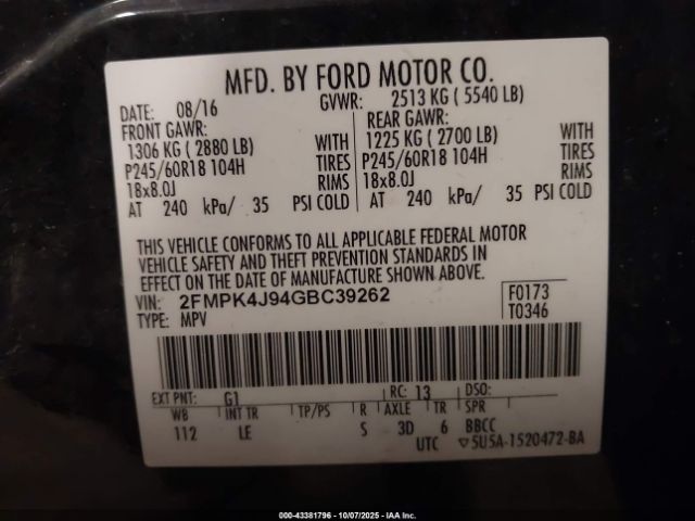 2016 FORD EDGE 2FMPK4J94GBC39262 Photo 8