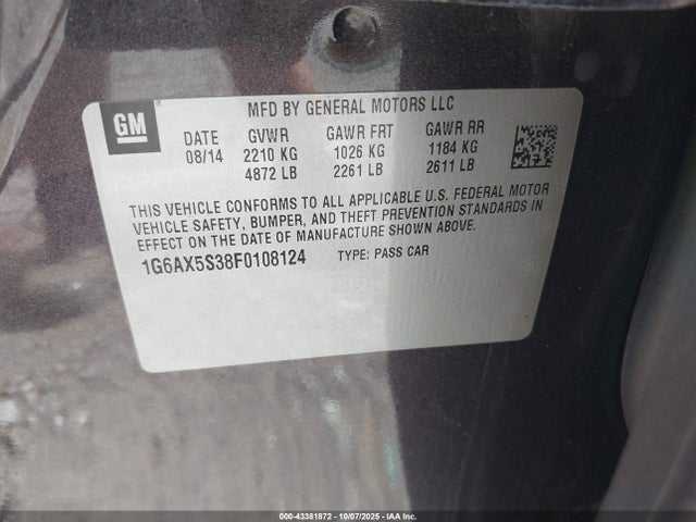 2015 CADILLAC CTS 1G6AX5S38F0108124 Photo 8