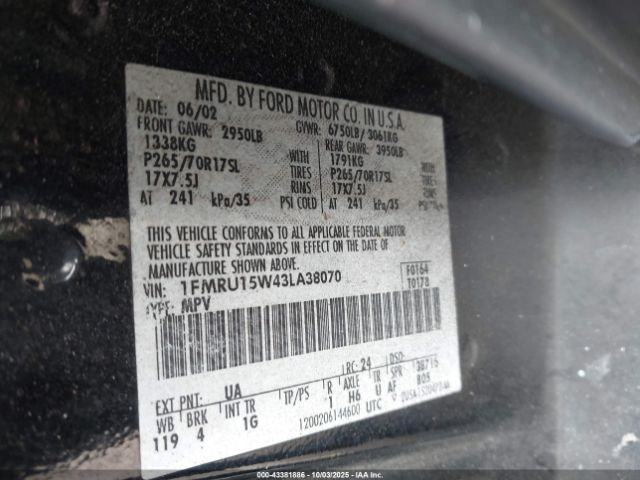 2003 FORD EXPEDITION 1FMRU15W43LA38070 Photo 8