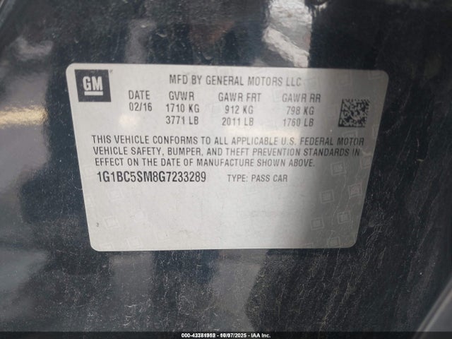 2016 CHEVROLET CRUZE 1G1BC5SM8G7233289 Photo 8