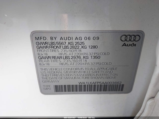2010 AUDI Q5 WA1LKAFP5AA003662 Photo 8