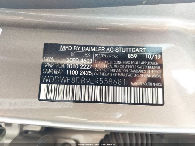 2020 MERCEDES-BENZ C 300 WDDWF8DB9LR558681 Photo 8