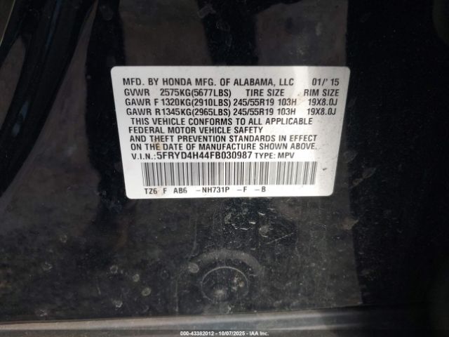 2015 ACURA MDX 5FRYD4H44FB030987 Photo 8