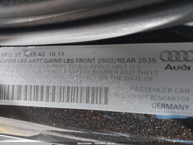 2012 AUDI A6 WAUCFBFC3CN068709 Photo 8