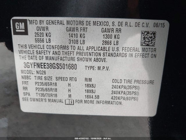 2016 CADILLAC SRX 3GYFNEE38GS501680 Photo 8