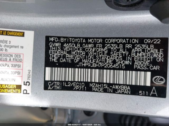 2023 LEXUS UX 250H JTHP9JBH7P2064515 Photo 8