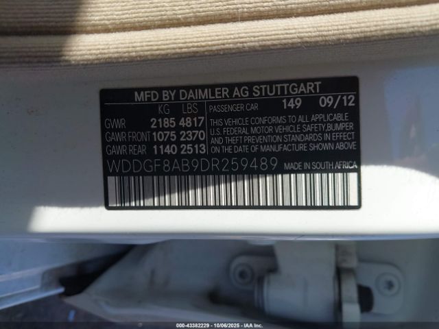 2013 MERCEDES-BENZ C 300 WDDGF8AB9DR259489 Photo 8