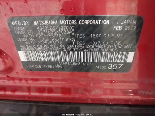 2017 MITSUBISHI OUTLANDER SPORT JA4AP3AU5HZ041261 Photo 8