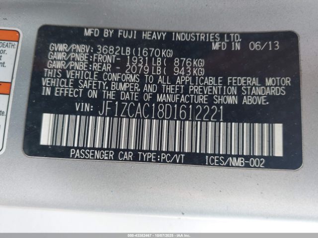 2013 SUBARU BRZ JF1ZCAC18D1612221 Photo 8