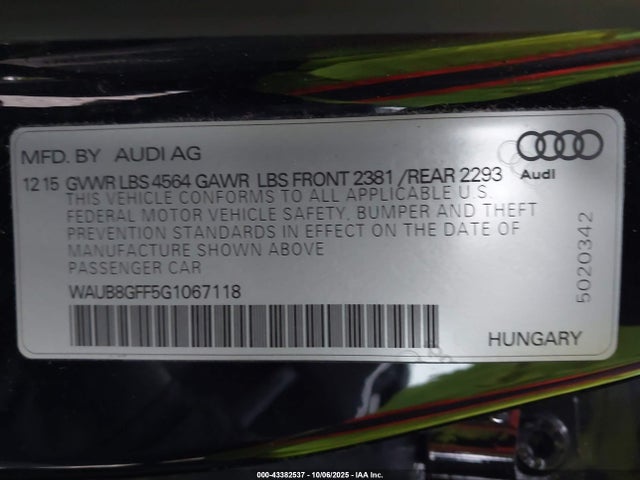 2016 AUDI A3 WAUB8GFF5G1067118 Photo 8