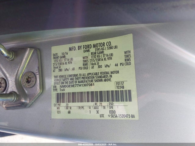 NM0GE9E77H1307081 Ford 2.5l dohc pfi