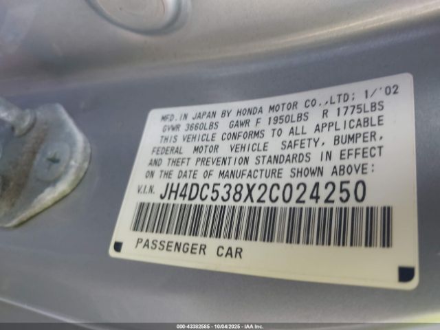 2002 ACURA RSX JH4DC538X2C024250 Photo 8