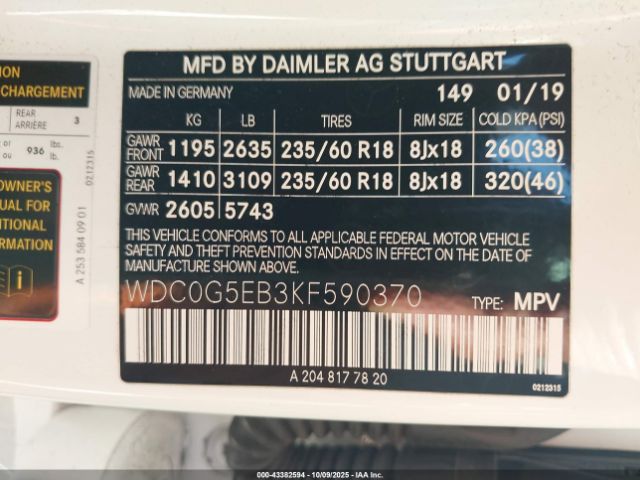 2019 MERCEDES-BENZ GLC 350E WDC0G5EB3KF590370 Photo 8