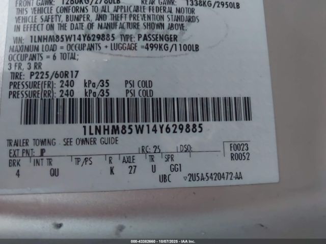 2004 LINCOLN TOWN CAR 1LNHM85W14Y629885 Photo 8