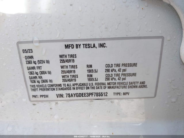 2023 TESLA MODEL Y 7SAYGDEE3PF785512 Photo 8