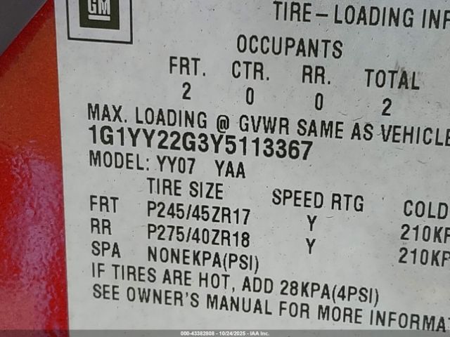 2000 CHEVROLET CORVETTE 1G1YY22G3Y5113367 Photo 8