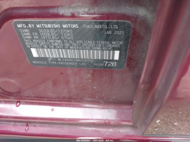 2021 MITSUBISHI MIRAGE ML32AUHJ5MH004730 Photo 8