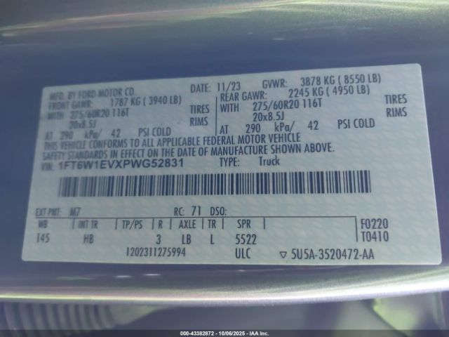 2023 FORD F-150 LIGHTNING 1FT6W1EVXPWG52831 Photo 8