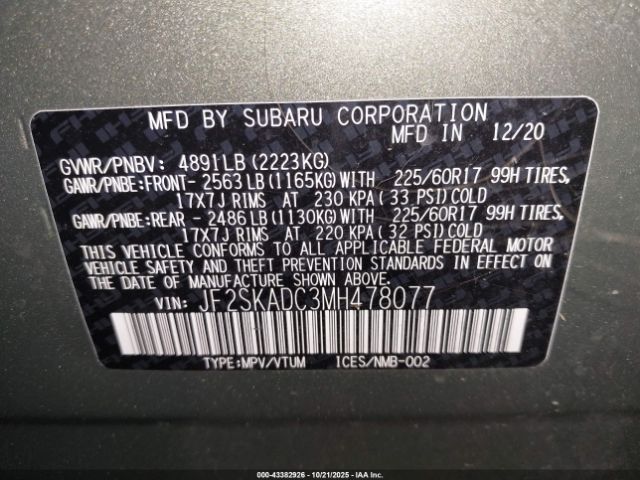 2021 SUBARU FORESTER JF2SKADC3MH478077 Photo 8