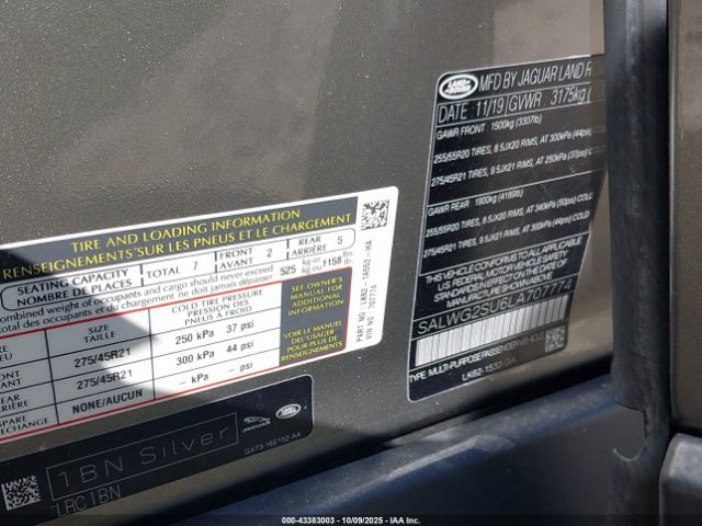 2020 LAND ROVER RANGE ROVER SPORT SALWG2SU6LA707774 Photo 8