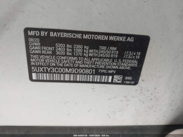 2021 BMW X3 5UXTY3C00M9D90801 Photo 8
