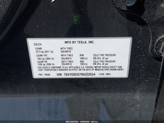 2024 TESLA MODEL Y 7SAYGDED7RA333554 Photo 8