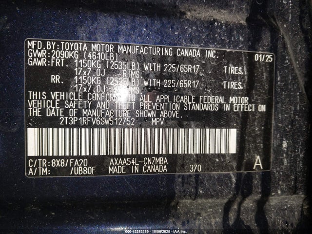 Toyota a25a-fks 2025 2T3P1RFV6SW512752 Image 9