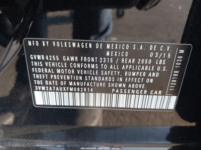 Volkswagen Golf 2015 3VW2A7AUXFM082614 Image 9