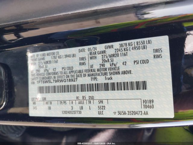 2024 FORD F-150 LIGHTNING 1FT6W5L79RWG18927 Photo 8