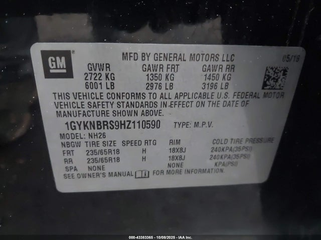 2017 CADILLAC XT5 1GYKNBRS9HZ110590 Photo 8