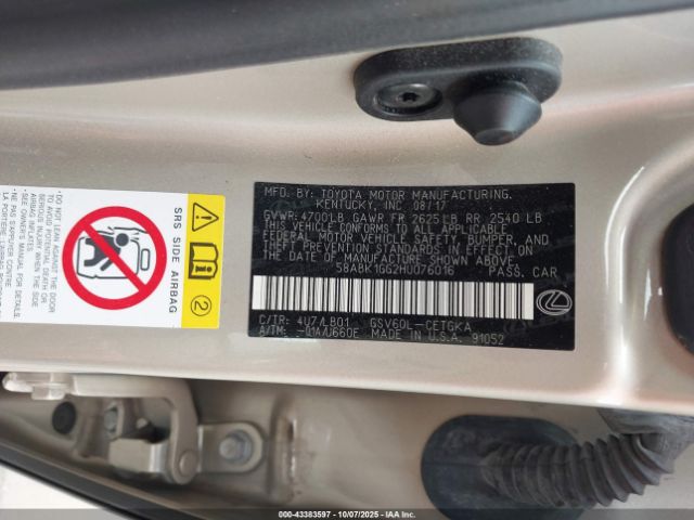 2017 LEXUS ES 350 58ABK1GG2HU076016 Photo 8