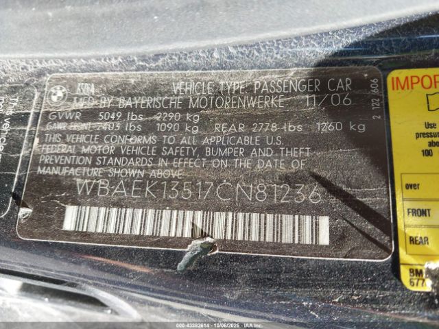 2007 BMW 650I WBAEK13517CN81236 Photo 8