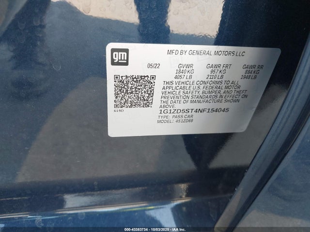 2022 CHEVROLET MALIBU 1G1ZD5ST4NF154045 Photo 8