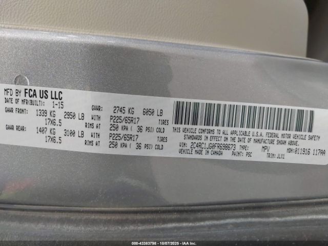 2015 CHRYSLER TOWN & COUNTRY 2C4RC1JG0FR698673 Photo 8