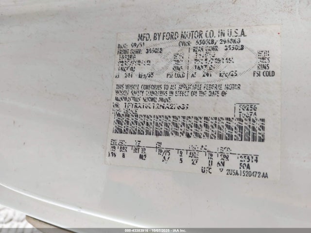 Продаж на аукціоні авто 2002 Ford F-150 Lariat/xl/xlt, vin: 1FTRX18L12NA27639, номер лоту: 43383916