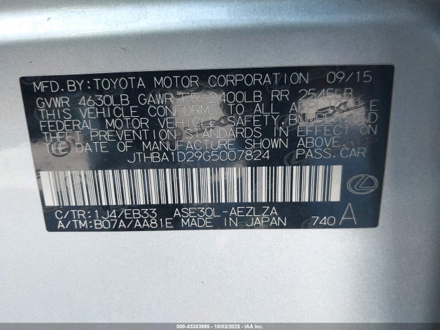 Lexus IS 200T 2016 JTHBA1D29G5007824 Image 33